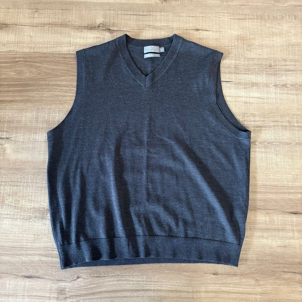 Talbots Men's Superfine Merino Wool Sweater Vest Size Large Preppy Old Money